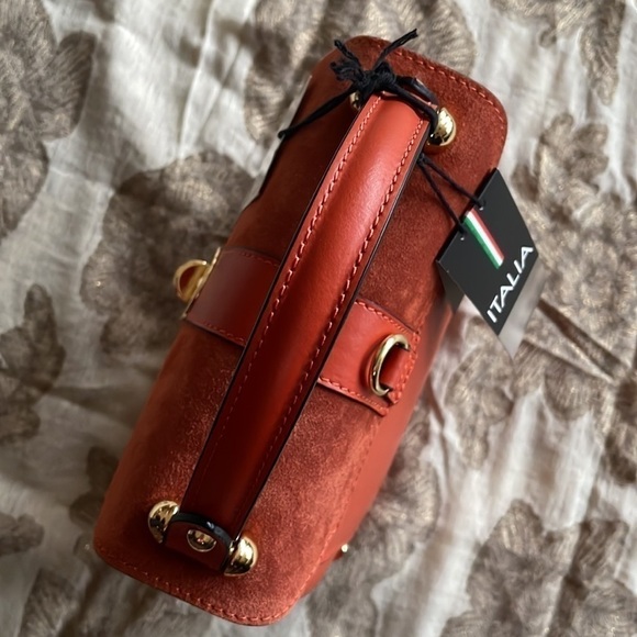Brand New Viola Castellani Genuine Leather Papaya Orange Backpack Crossbody main image 12
